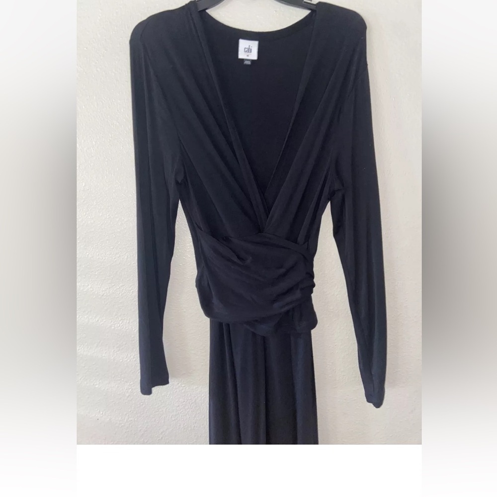 Cabi dress Cabi Size Black Rayon Wrap Tie Dress Long Women's Style #4262